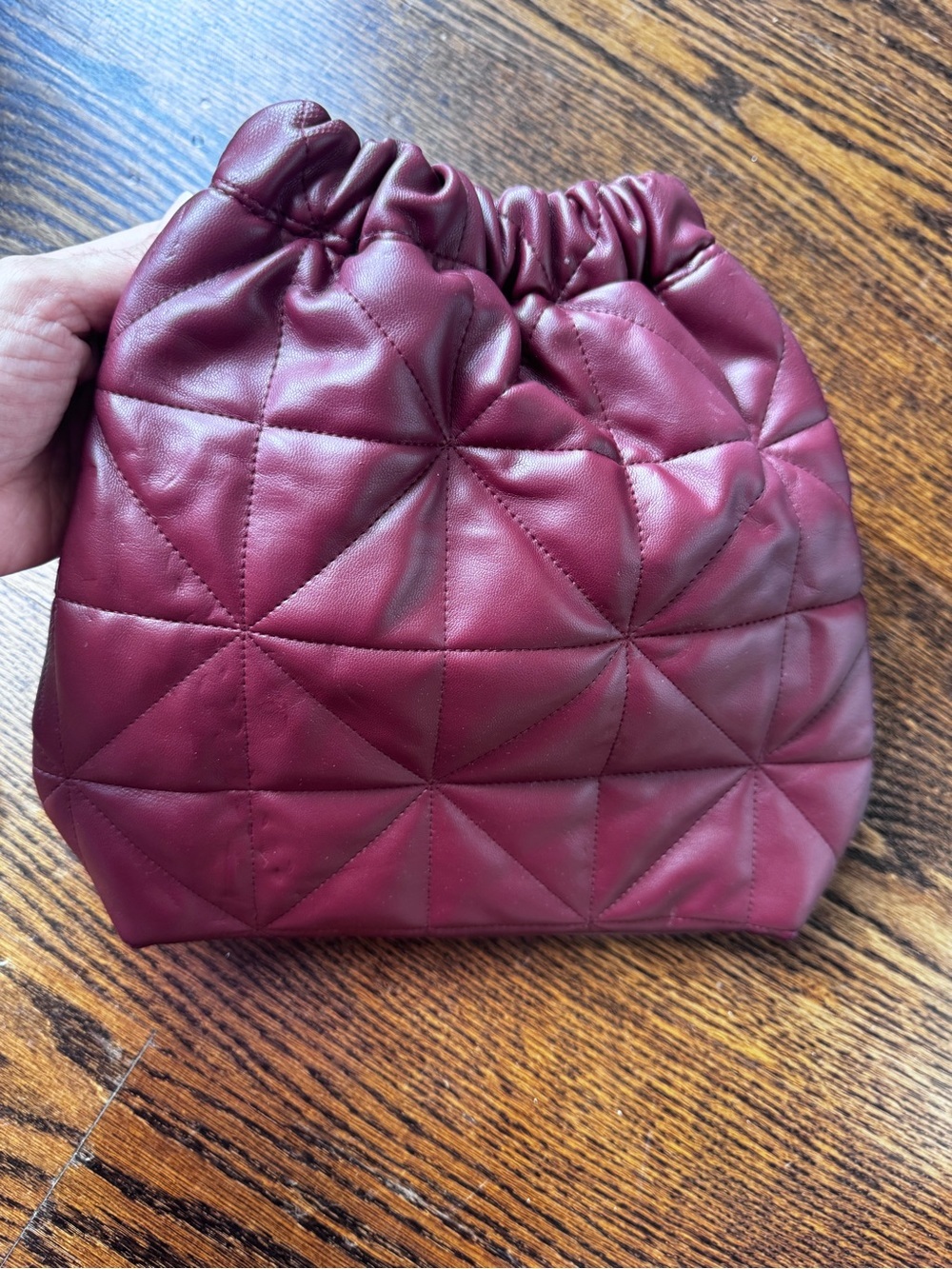 a new day Quilted Wine Drawstring Crossbody with Gold Chain - Picture 3 of 4